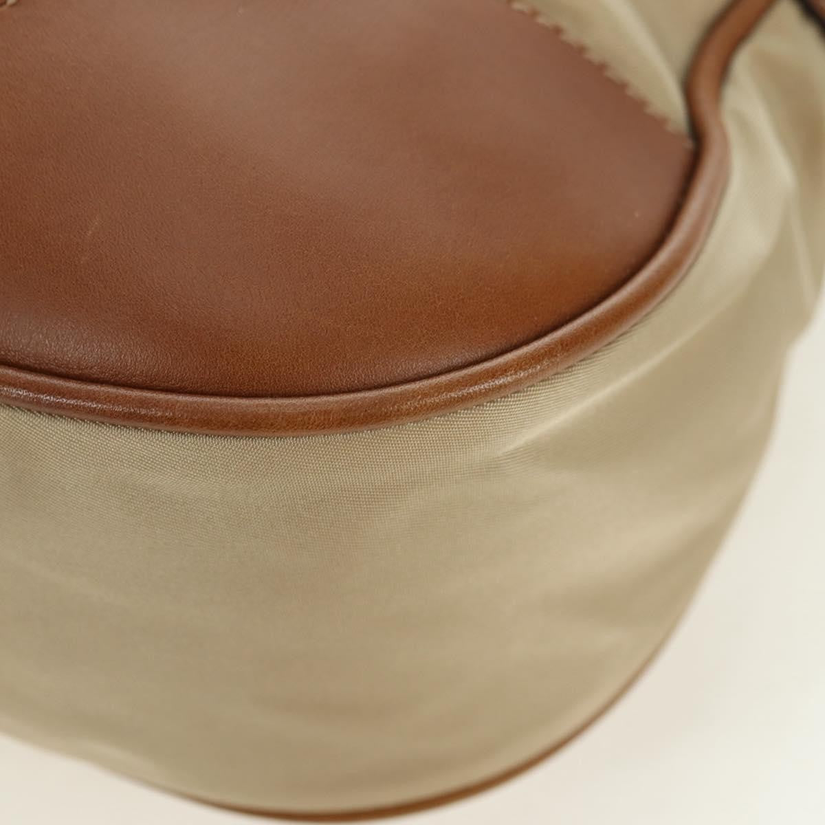 Prada PRADA Hand Bag Nylon Leather Beige Gold Authentic am11645A