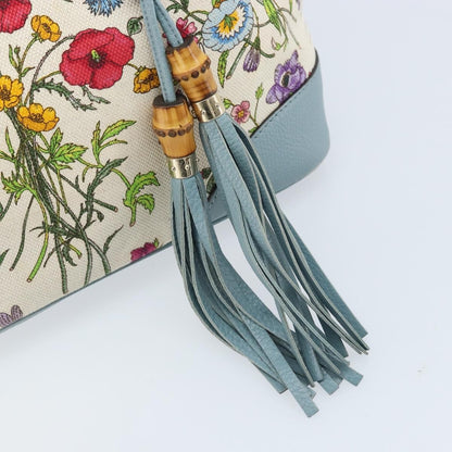 Gucci GUCCI Bamboo Flora Tote Bag Canvas Multicolor Gold 358470 Authentic hk3538