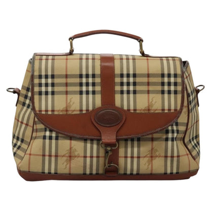 Burberrys Burberrys Nova Check Boston Bag PVC 2way Beige Authentic MX139