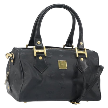 MCM MCM Vicetos Logogram Hand Bag PVC 2way Black Gold Authentic 160735