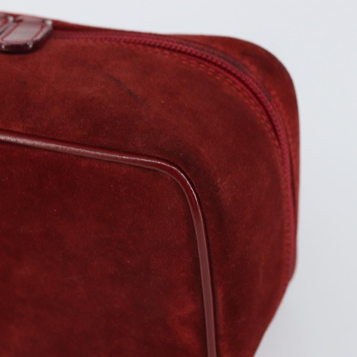 Gucci GUCCI Horsebit Vanity Bag Hand Bag Suede Red Gold 032 1705 0141 Authentic yk19984