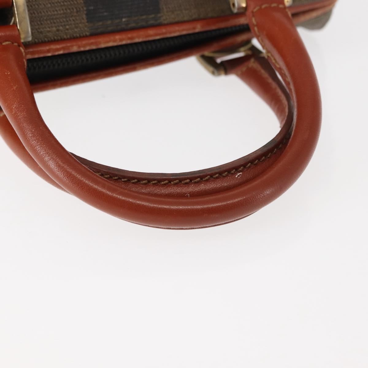 Fendi FENDI Pecan Canvas Hand Bag PVC Black Brown Authentic 146281