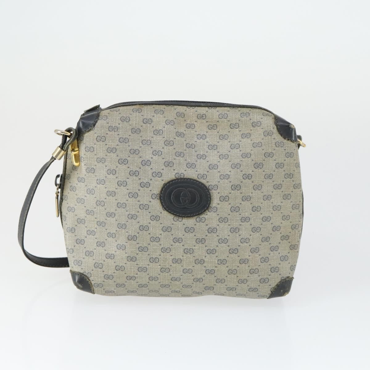 Gucci GUCCI Micro GG Canvas GG Micro Supreme Bag Leather 3 Set Navy Brown Authentic fm5061