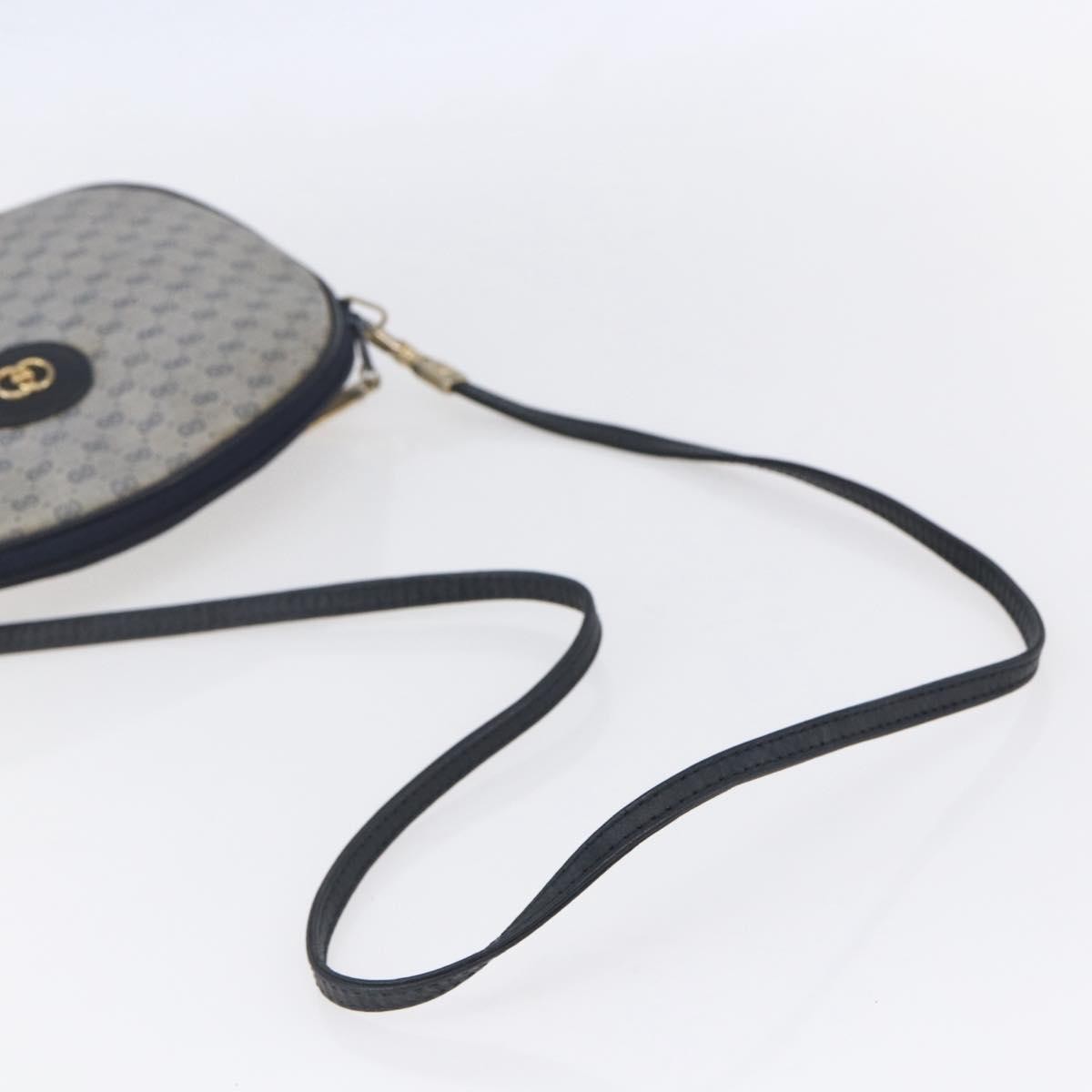 Gucci GUCCI Micro GG Supreme Shoulder Bag PVC Navy Gold Authentic BA7782