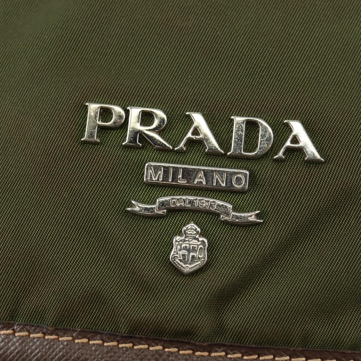 Prada PRADA Shoulder Bag Nylon Green Silver Authentic 161408