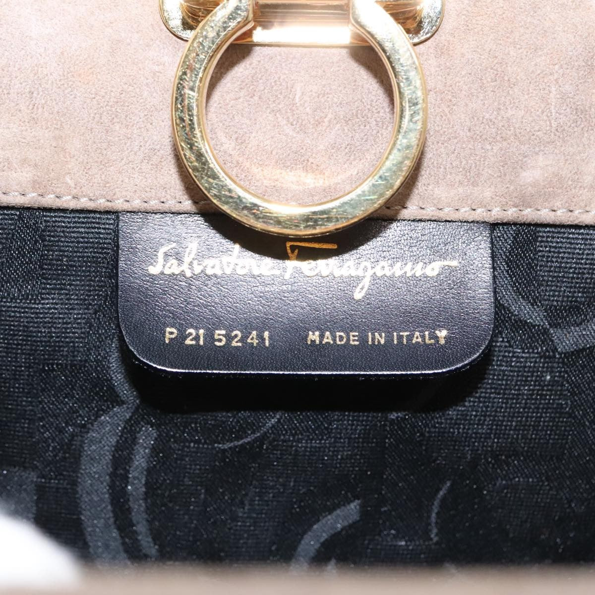 Salvatore Ferragamo Salvatore Ferragamo Gancini Chain Shoulder Bag Suede Gray Gold Authentic 96186