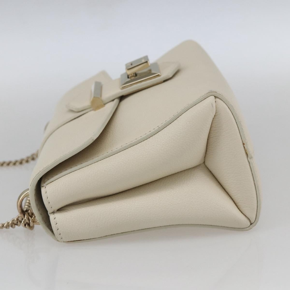 Jimmy Choo Jimmy Choo Chain Shoulder Bag Leather White Gold Authentic bs31956