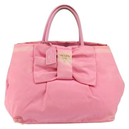 Prada PRADA Hand Bag Nylon Pink Gold Authentic 146881
