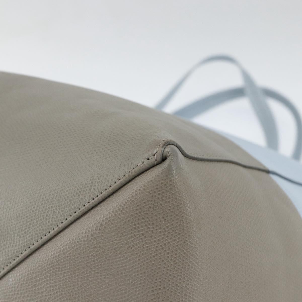Celine CELINE Horizontalkava Tote Bag Leather Light Blue Silver Authentic BA10939