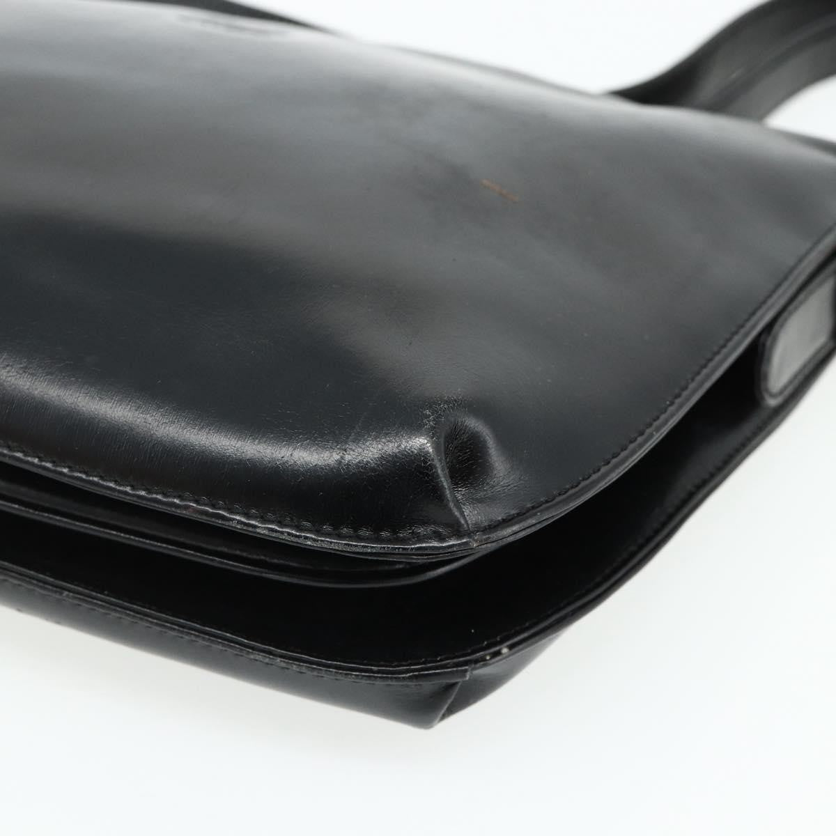 Loewe LOEWE Anagram Shoulder Bag Leather Black Gold Authentic 177548