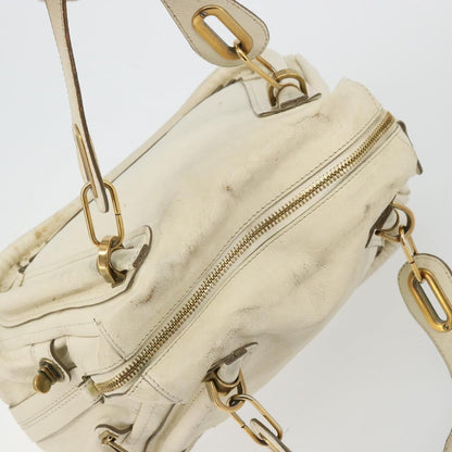 Chloé Chloé Chloe Paraty Hand Bag Leather White Gold Authentic 177544