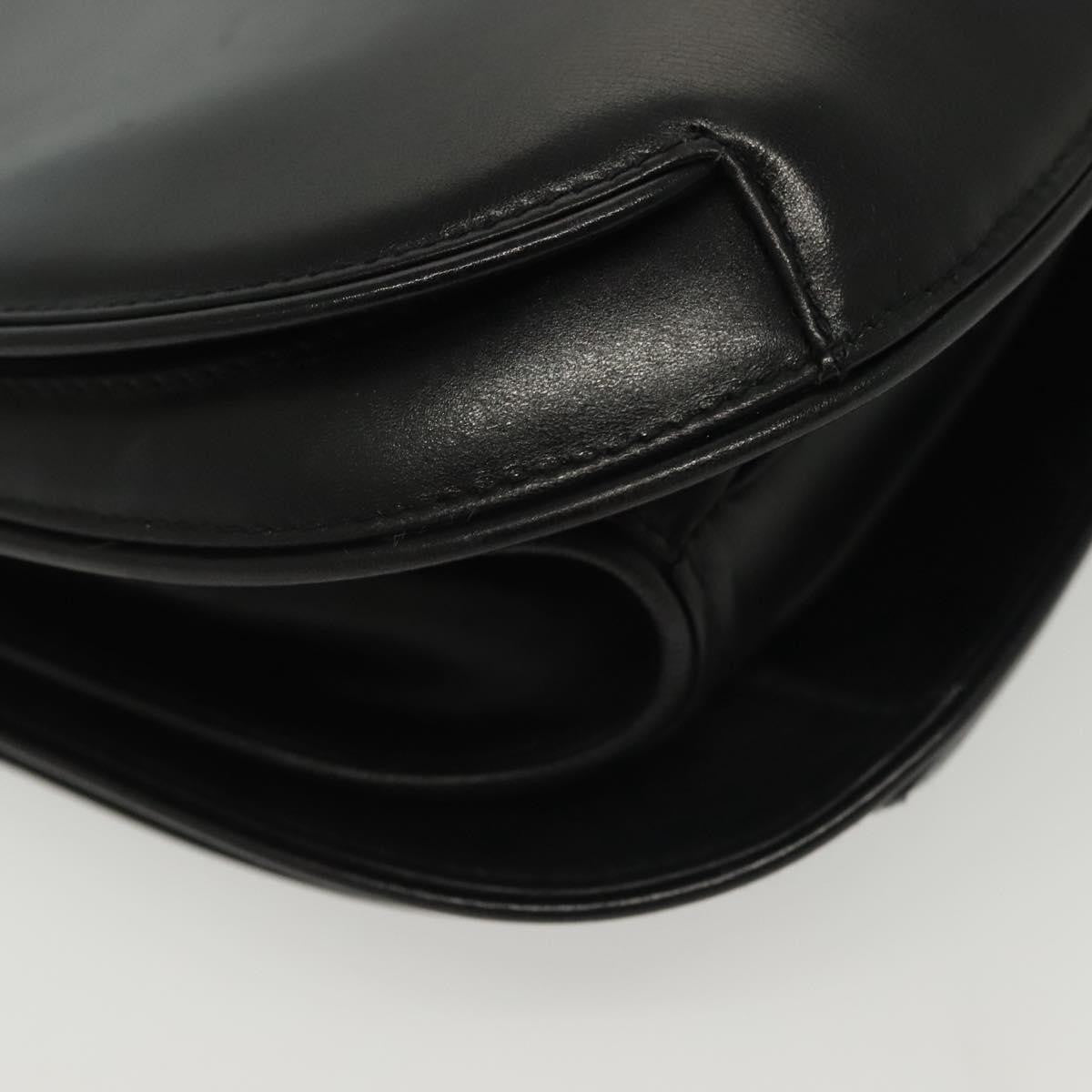 Gucci GUCCI Hand Bag Leather Black Gold 000 056 0004 Authentic ep10863
