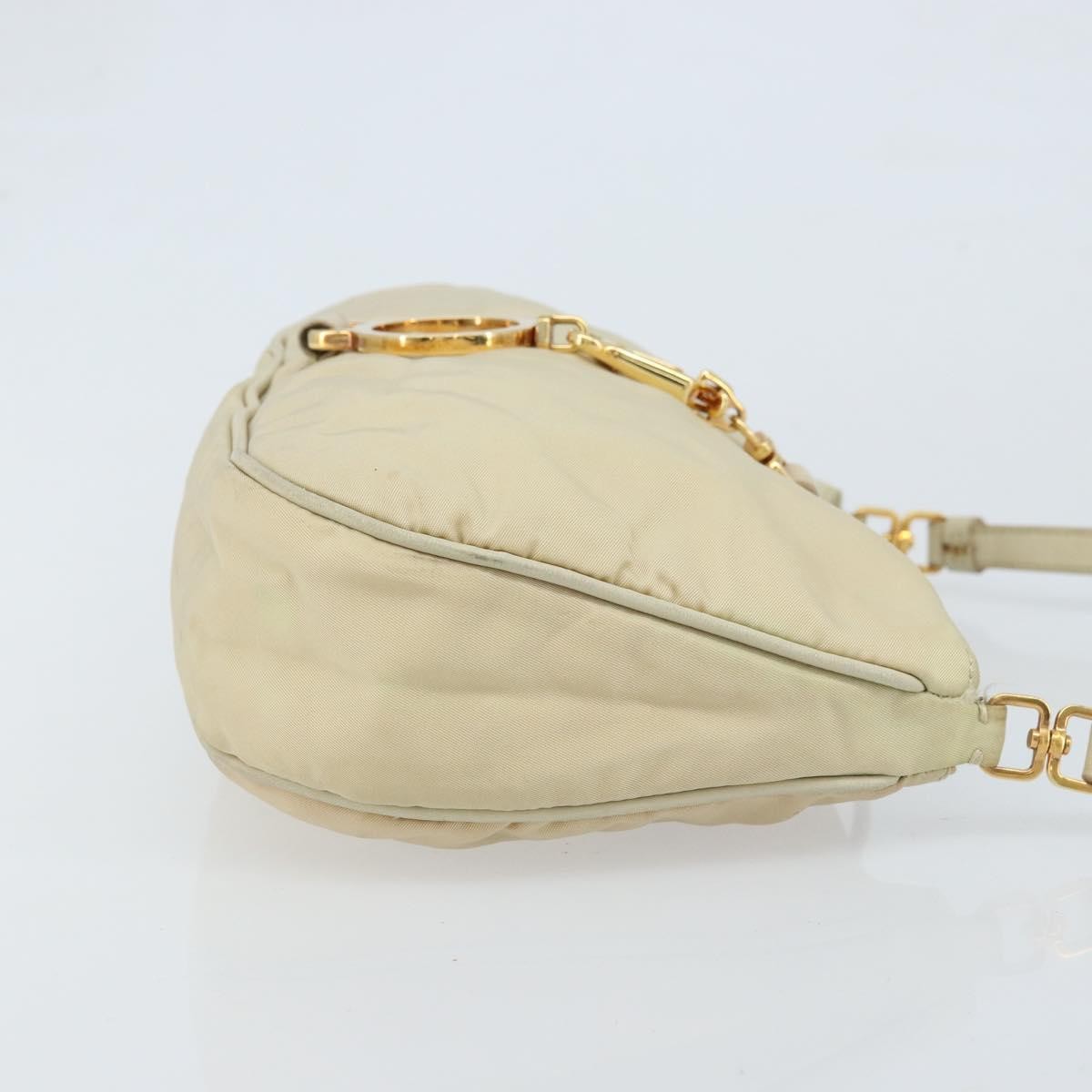 Prada PRADA Shoulder Bag Nylon Beige Gold Authentic LNZ823