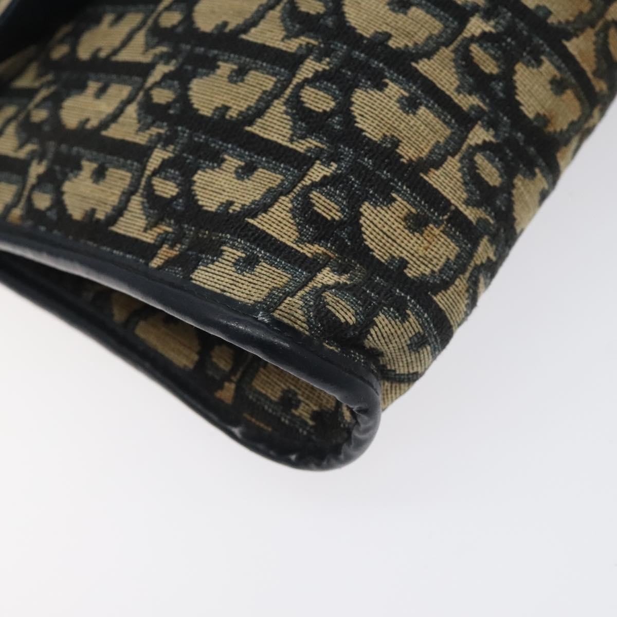 Dior Christian Dior Trotter Canvas Shoulder Bag Navy Gold Authentic 126267