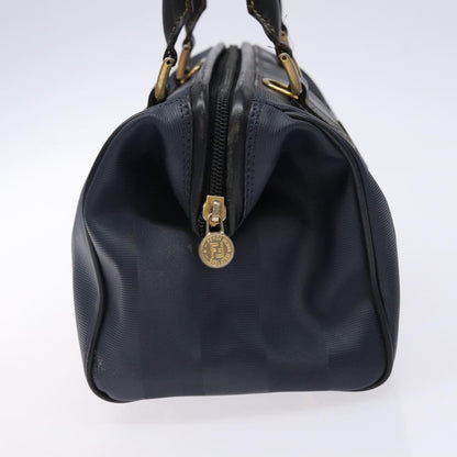 Fendi FENDI Pecan Canvas Hand Bag Navy Gold Authentic ep10858