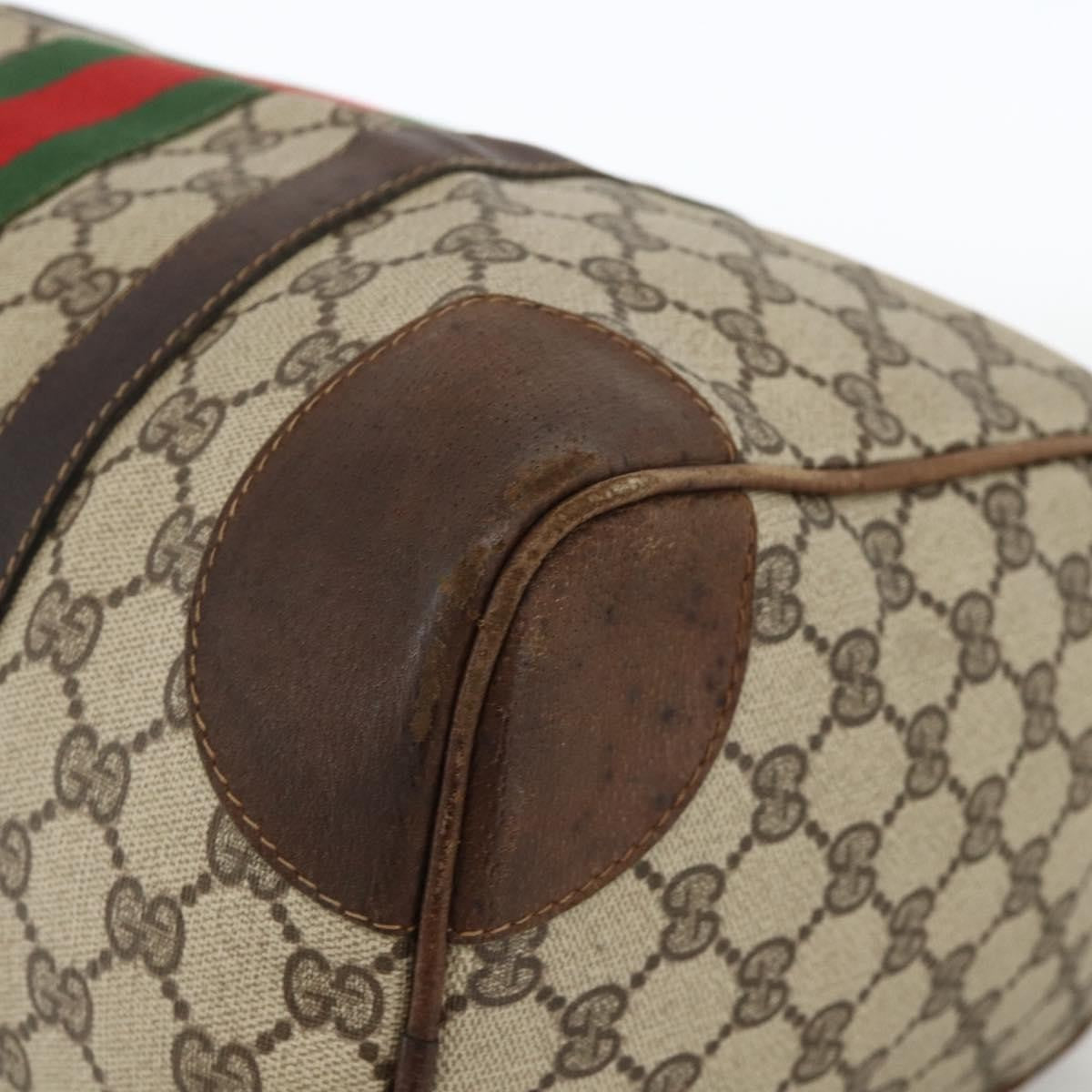 Gucci GUCCI GG Supreme Web Sherry Line Hand Bag PVC Beige Gold Authentic BAZ031