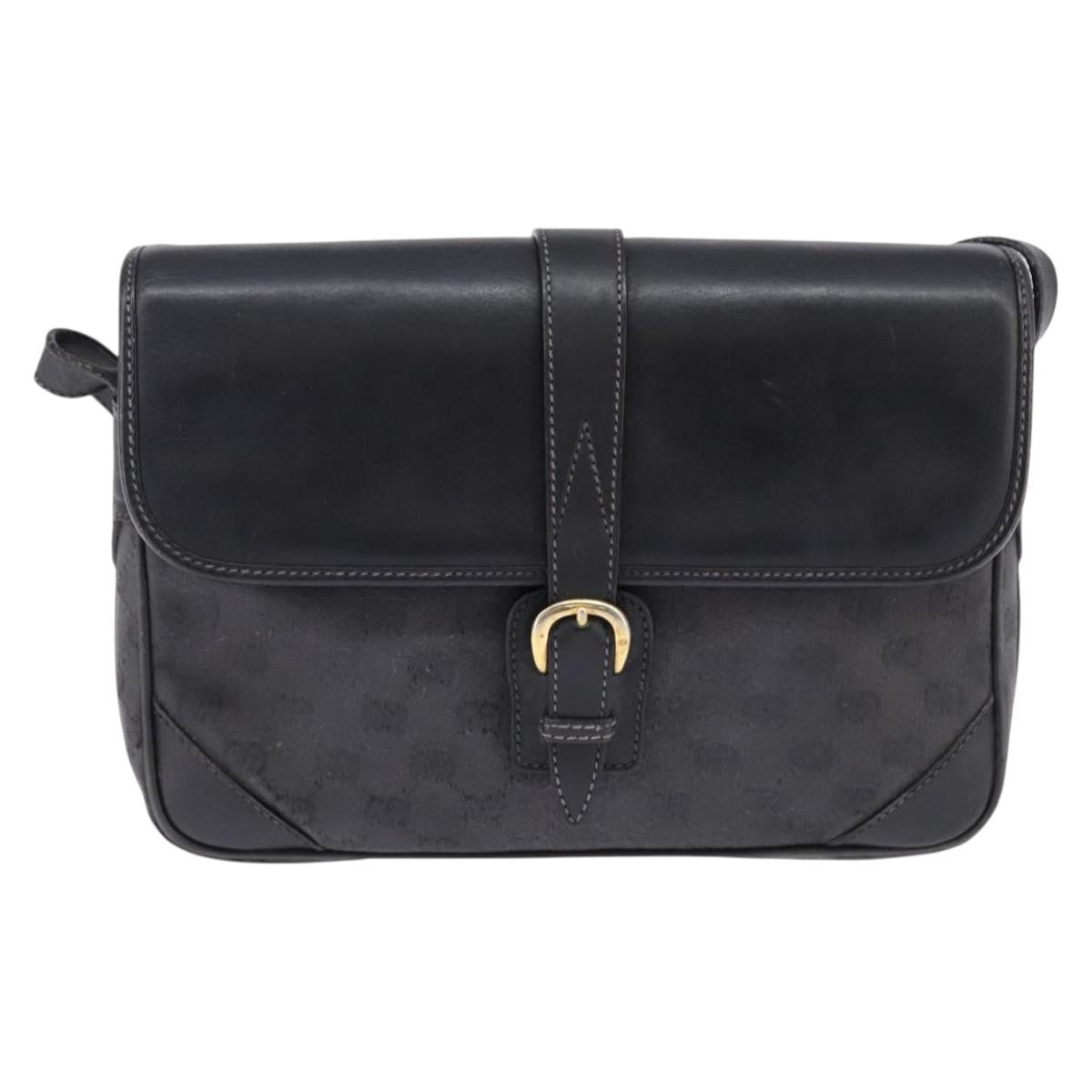 Gucci GUCCI GG Canvas Shoulder Bag Black Gold 001 261 0613 Authentic 144610