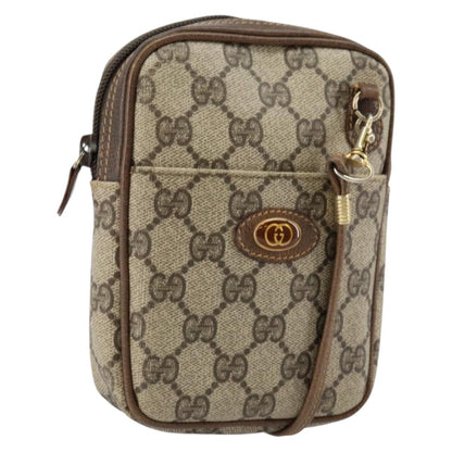 Gucci GUCCI GG Supreme Shoulder Bag PVC Beige Gold Authentic BA6562