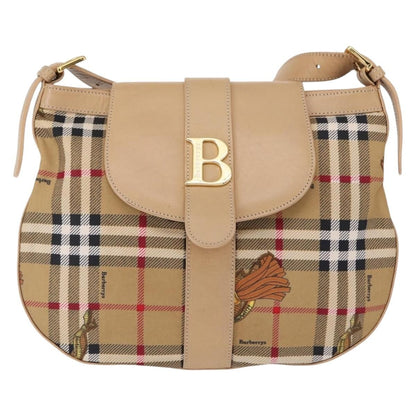 Burberrys Burberrys Nova Check Shoulder Bag Nylon Beige Gold Authentic 153830