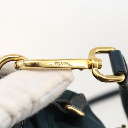 Prada PRADA Shoulder Bag Nylon Green Gold Authentic YKZ1088