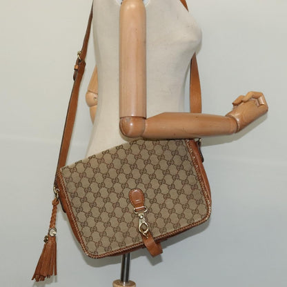 Gucci GUCCI GG Canvas Shoulder Bag Beige Gold 257024 Authentic BA2928
