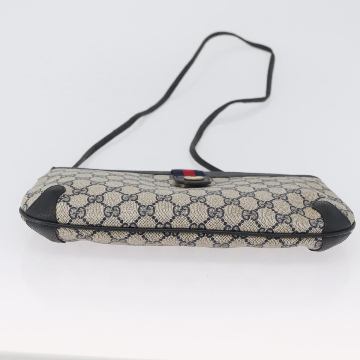 Gucci GUCCI GG Supreme Sherry Line Shoulder Bag PVC Navy Gold 904 02 026 Authentic mr2029