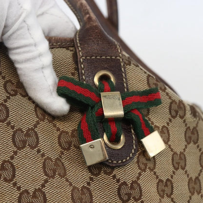 Gucci GUCCI GG Canvas Web Sherry Line Tote Bag Beige Red 163805 Authentic 160574