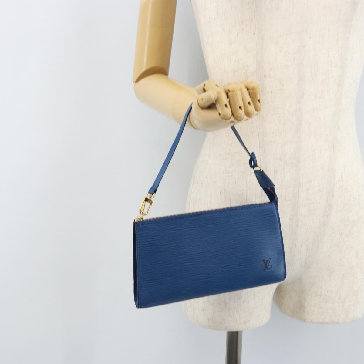 Louis Vuitton LOUIS VUITTON Epi Pochette Accessoires Pouch Blue M52985 LV Authentic BA11656 Bag