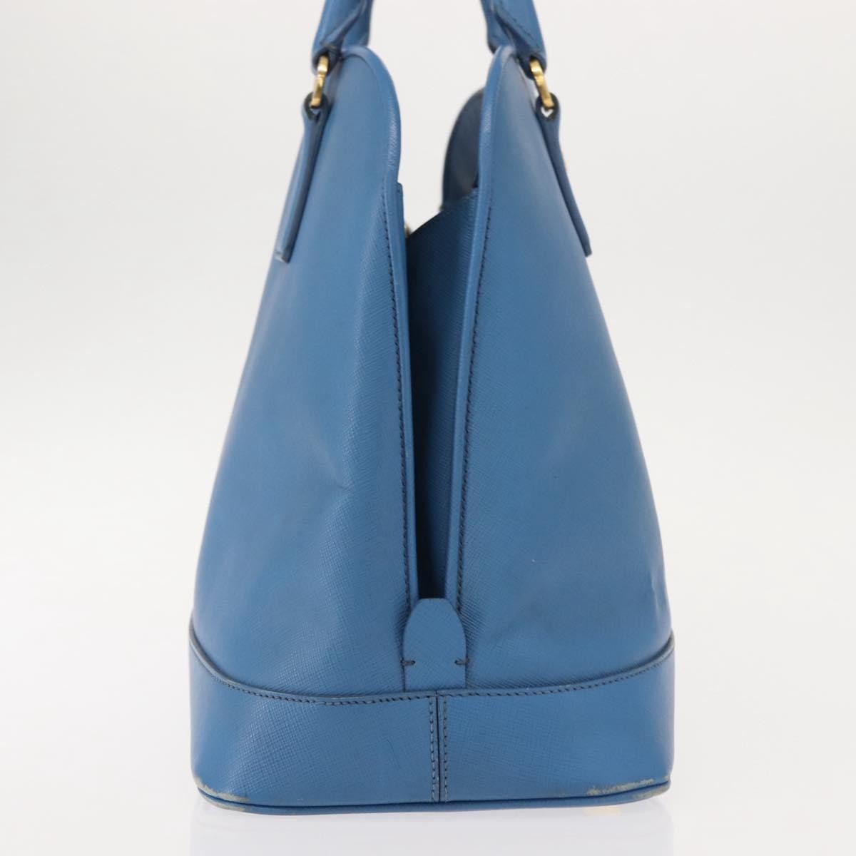 Prada PRADA Hand Bag Safiano leather Blue Gold Authentic fm4916