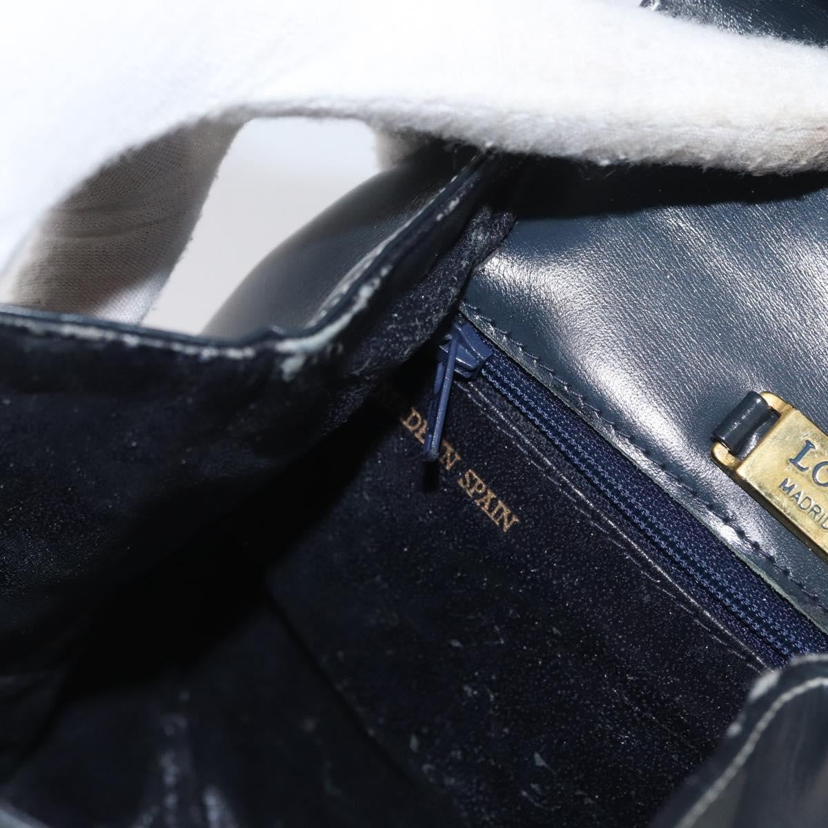Loewe LOEWE Hand Bag Leather Navy Gold Authentic BA11340