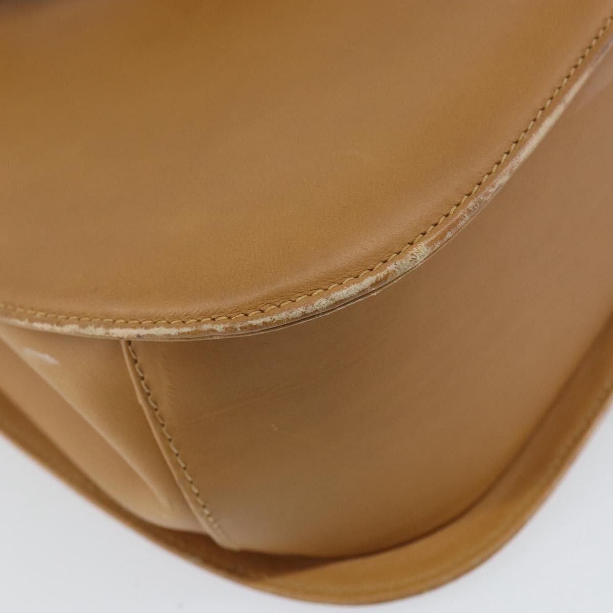 Salvatore Ferragamo Salvatore Ferragamo Gancini Hand Bag Leather Beige Gold Authentic 154675