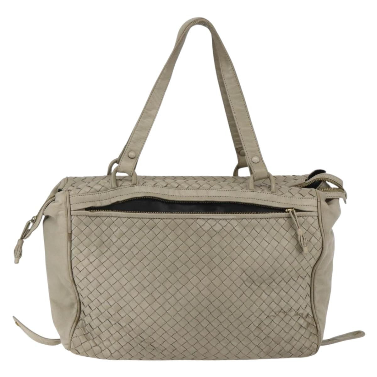 BOTTEGAVENETA BOTTEGAVENETA BOTTEGA VENETA INTRECCIATO Hand Bag Leather Beige Gold Authentic 155700
