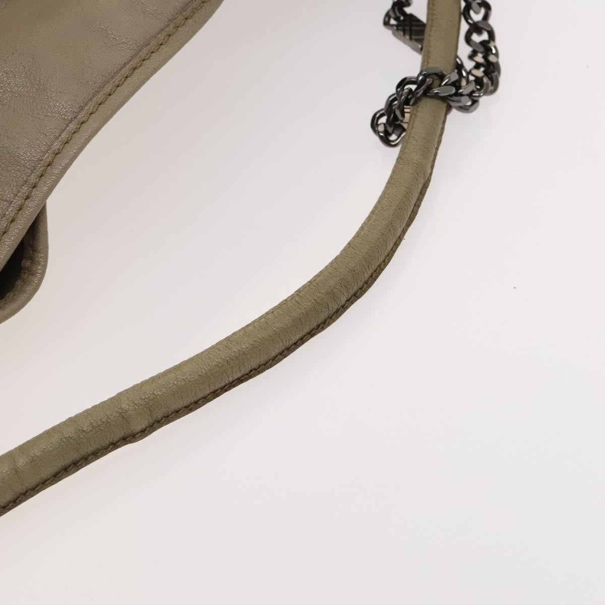 Burberry BURBERRY Shoulder Bag Leather Beige Authentic 119364
