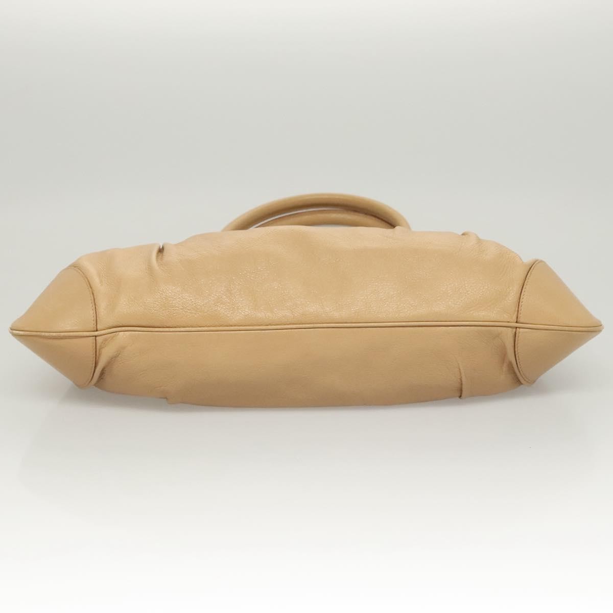 Salvatore Ferragamo Salvatore Ferragamo Gancini Hand Bag Leather Beige Silver Authentic 126621