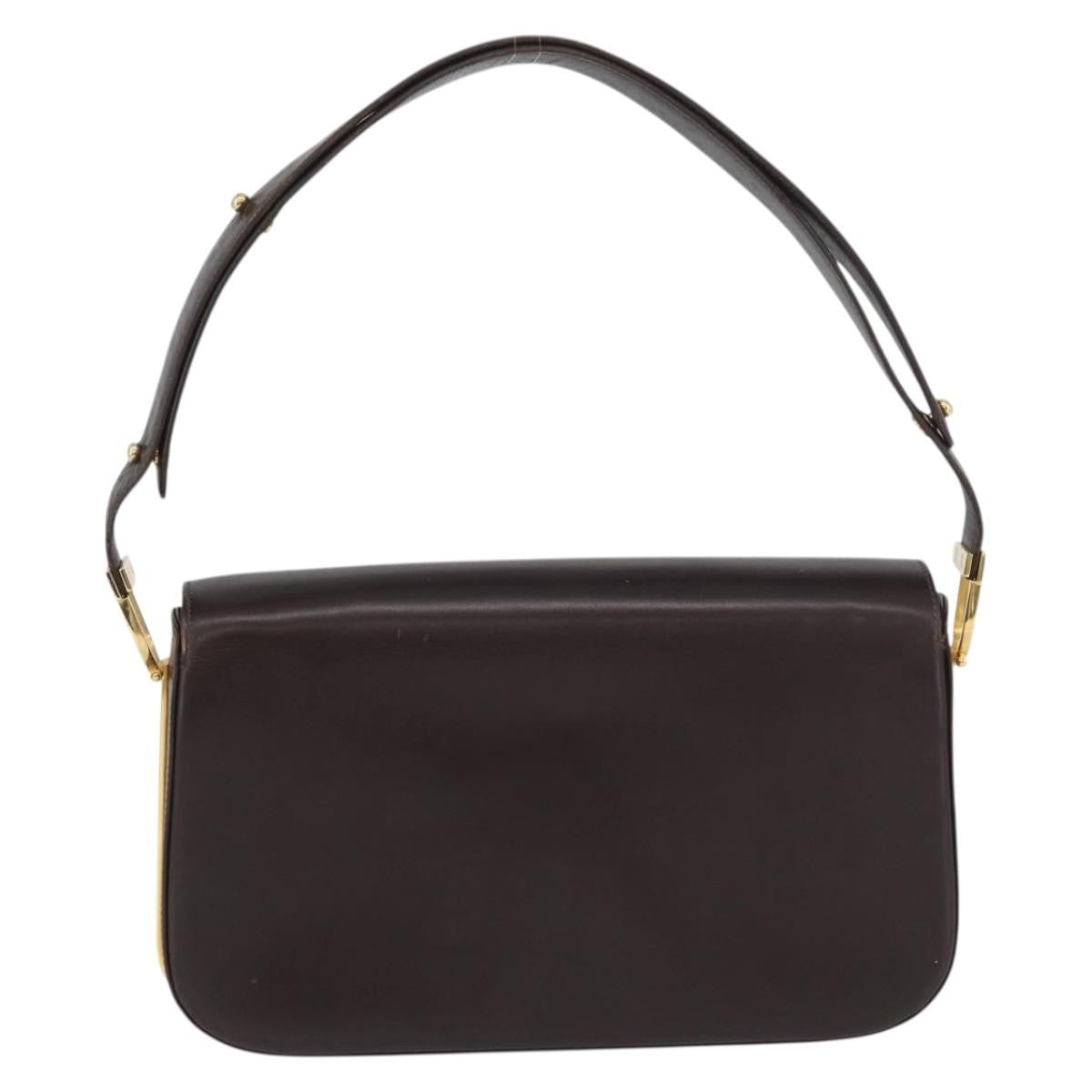 Gucci GUCCI Shoulder Bag Leather Brown Gold Authentic ep13909