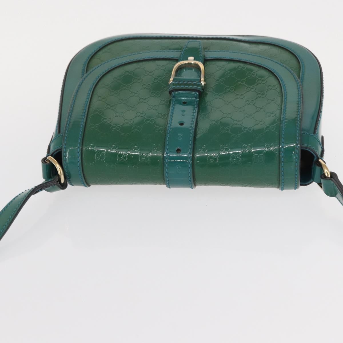 Gucci GUCCI Micro GG Canvas Shoulder Bag Enamel Outlet Turquoise Blue Gold Authentic ka641