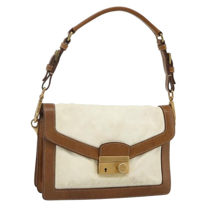 Prada PRADA Shoulder Bag Nylon Ivory Gold Authentic BA12301