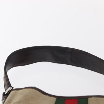 Gucci GUCCI Web Sherry Line Shoulder Bag Beige Silver Red 114877 Authentic yk19547