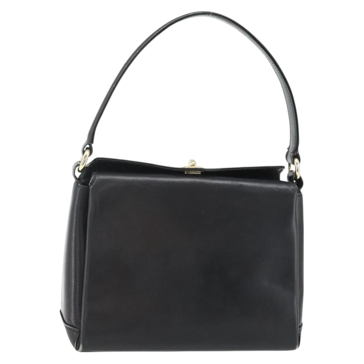 Gucci GUCCI Hand Bag Leather Black Gold Authentic ka4348