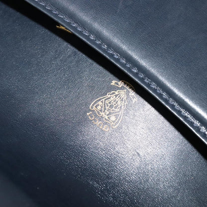 Gucci GUCCI Shoulder Bag Leather Navy Gold Authentic ep8402