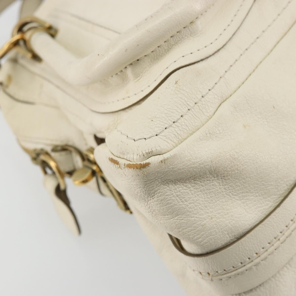 Chloé Chloé Chloe Paraty Hand Bag Leather White Gold Authentic 177544