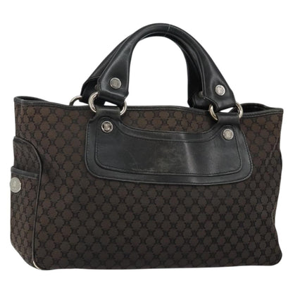 Celine CELINE Macadam Canvas Boogie Hand Bag Dark Brown Black Silver Authentic ti3458