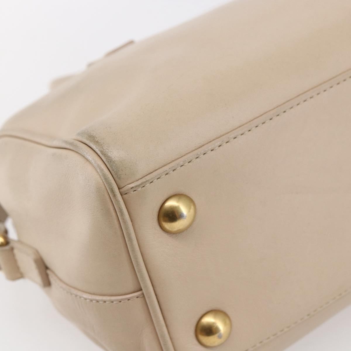Saint Laurent SAINT LAURENT Mini Boston Bag Leather 2way Beige Gold Authentic bs30083