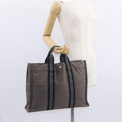 Hermès Hermès HERMES Fourre ToutMM Hand Bag Canvas Gray Silver Authentic 151280