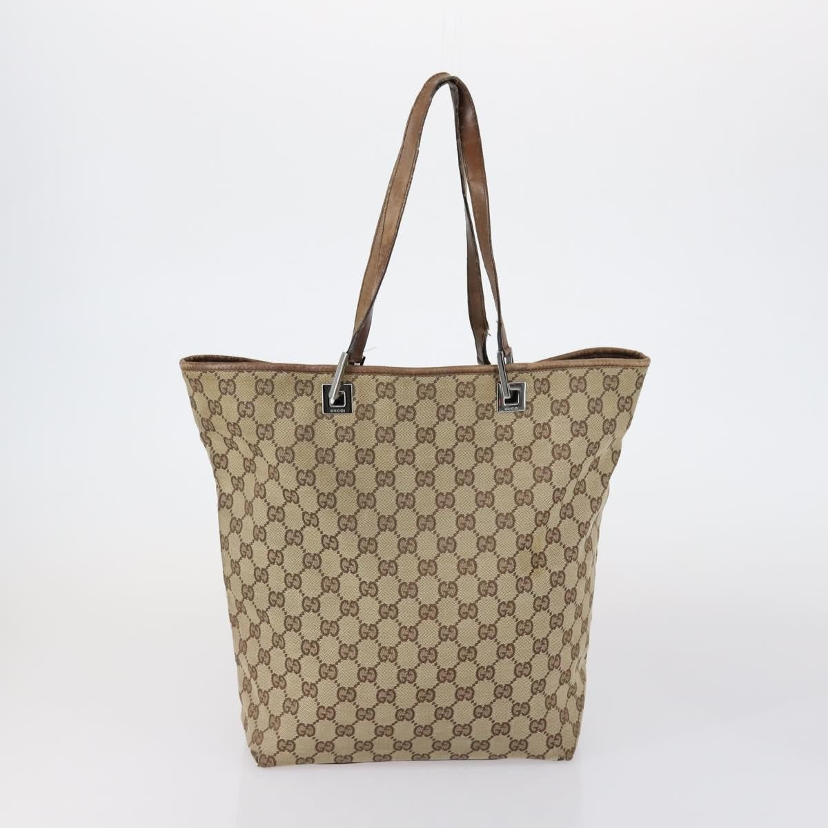 Gucci GUCCI GG Canvas Shoulder Bag Leather 3 Set Beige Black Authentic 150481