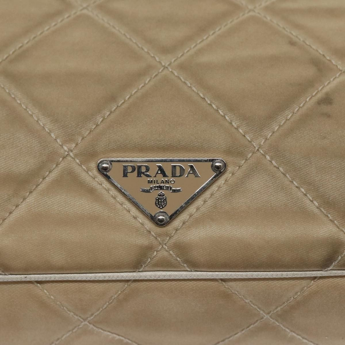 Prada PRADA Shoulder Bag Nylon Beige Silver Authentic 103773