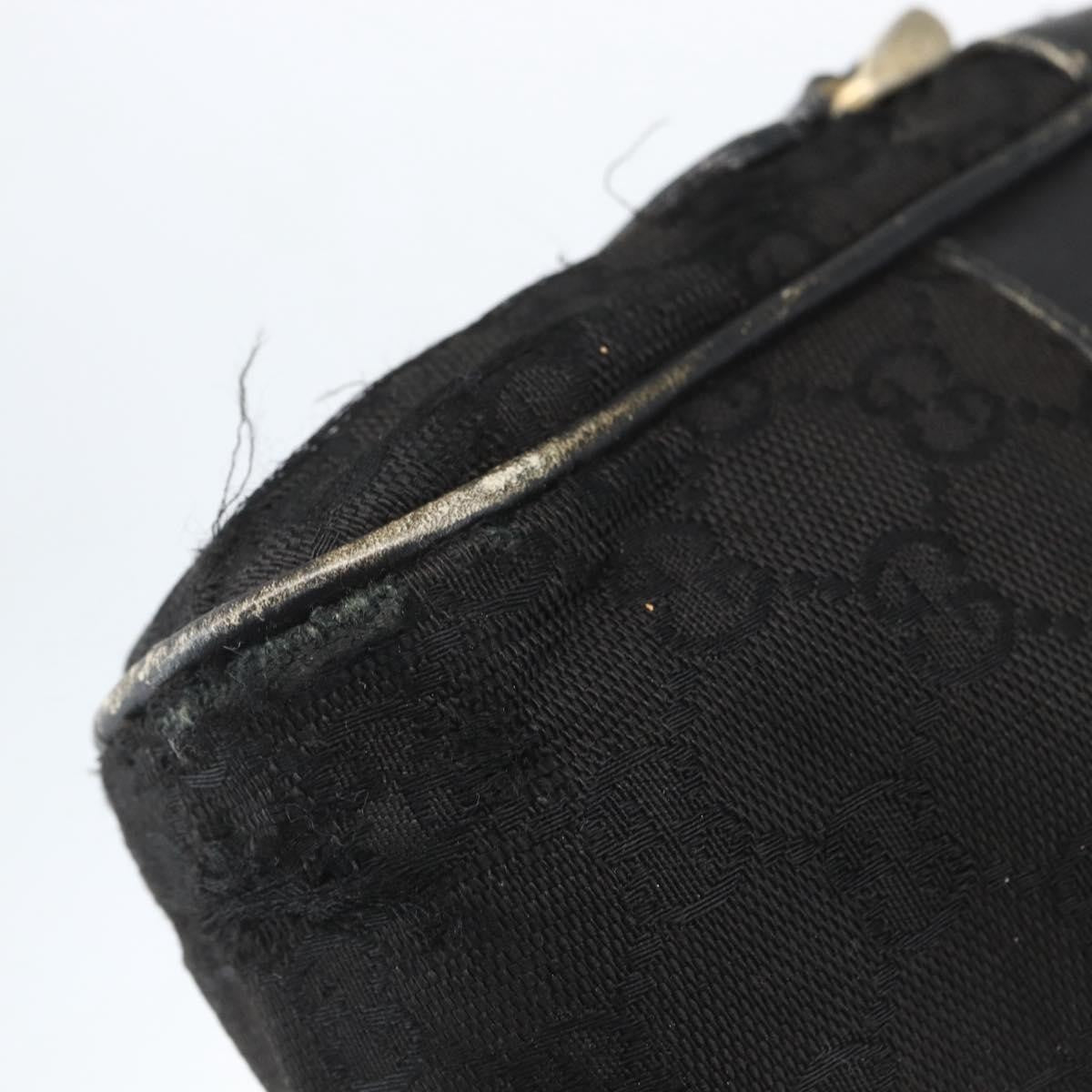 Gucci GUCCI GG Canvas Web Sherry Line Shoulder Bag Black Gold Authentic 158418