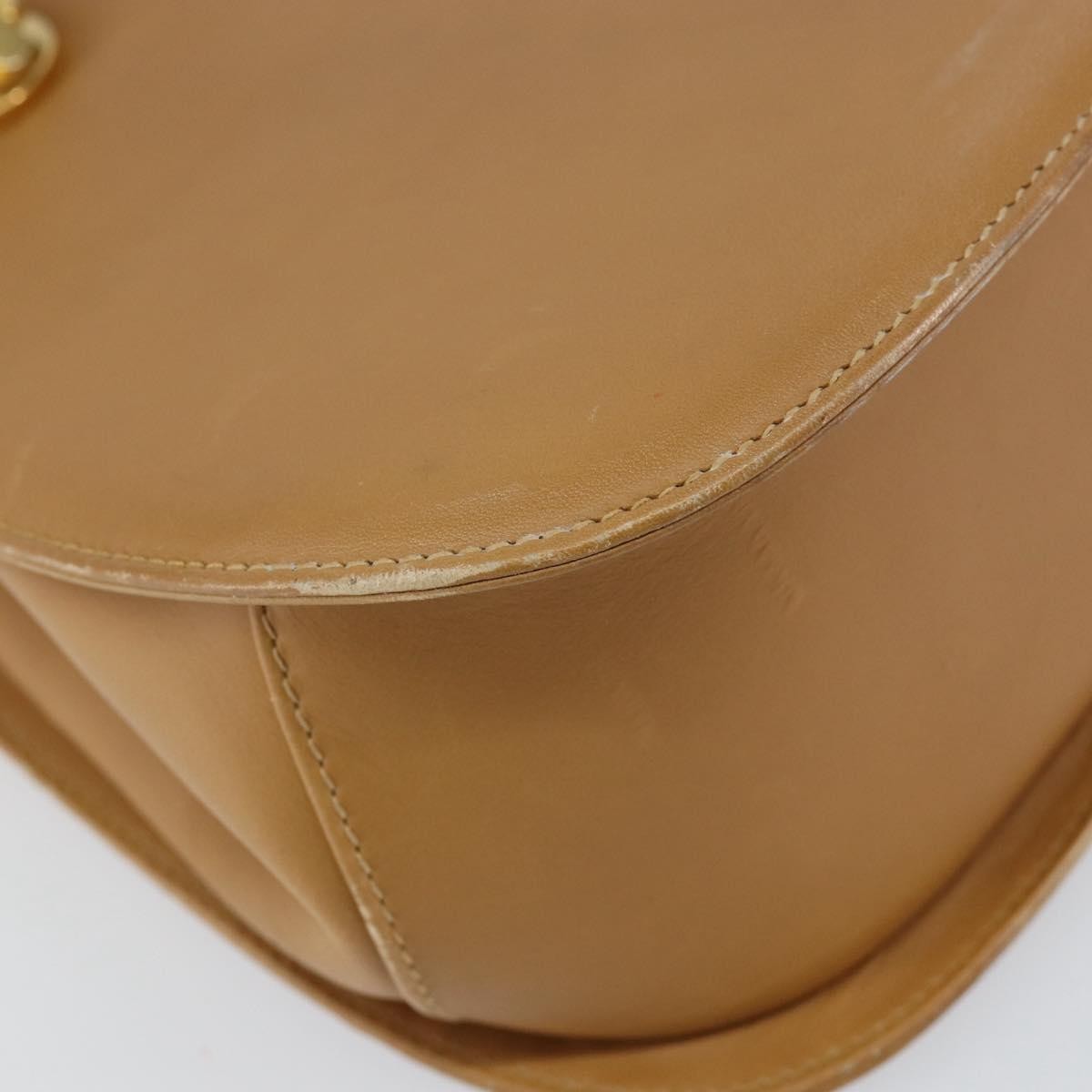 Salvatore Ferragamo Salvatore Ferragamo Gancini Hand Bag Leather Beige Gold Authentic 154675