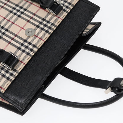 Burberry BURBERRY Nova Check Hand Bag Canvas Beige Black Authentic am6710