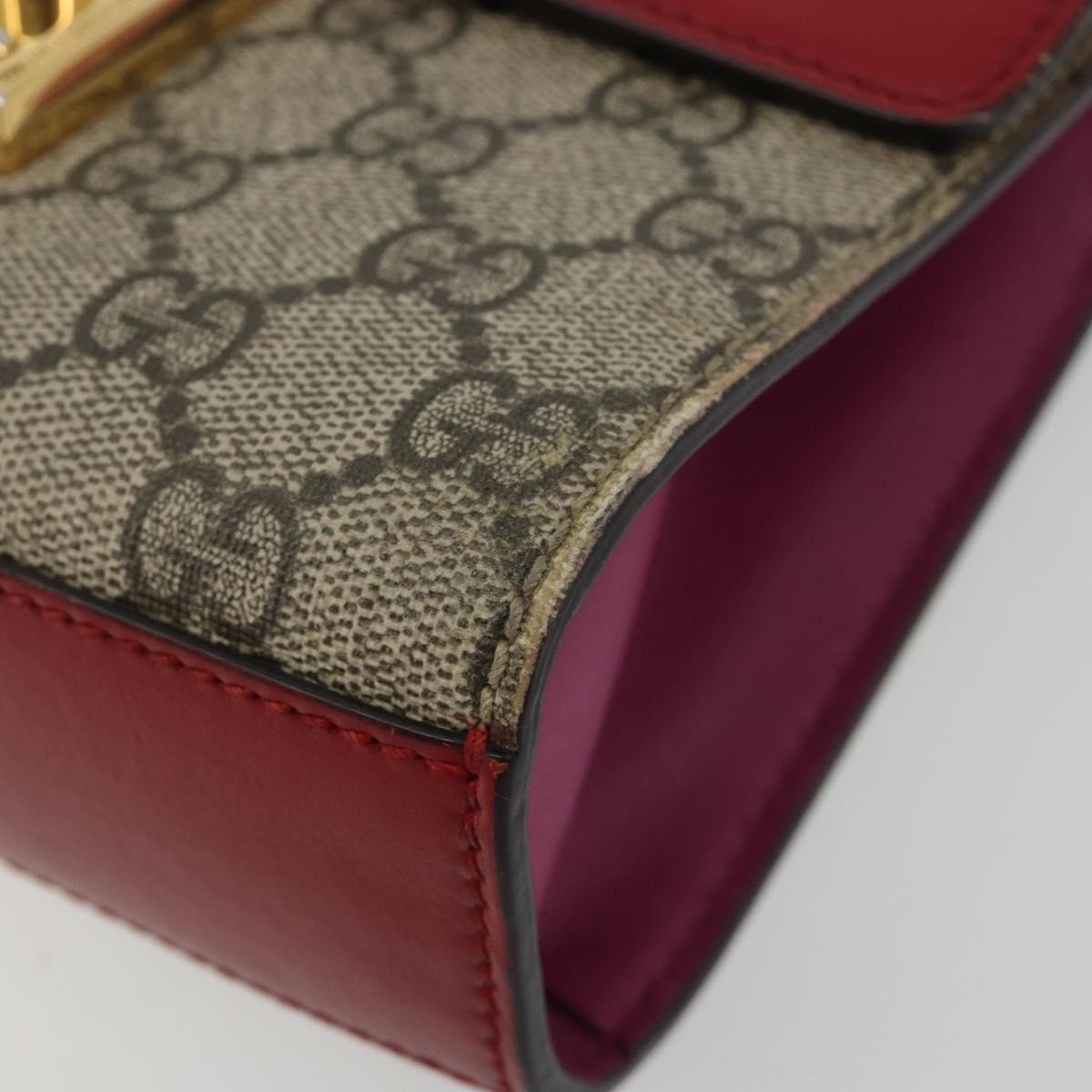 Gucci GUCCI GG Supreme Chain Shoulder Bag PVC Red Gold 409487 Authentic ka4469